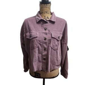 AMERICAN EAGLE Corduroy Jacket Womens Size S‎ Purple Cropped Casual Modern